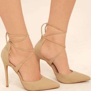 Lulus DANI NUDE SUEDE LACE-UP HEELS